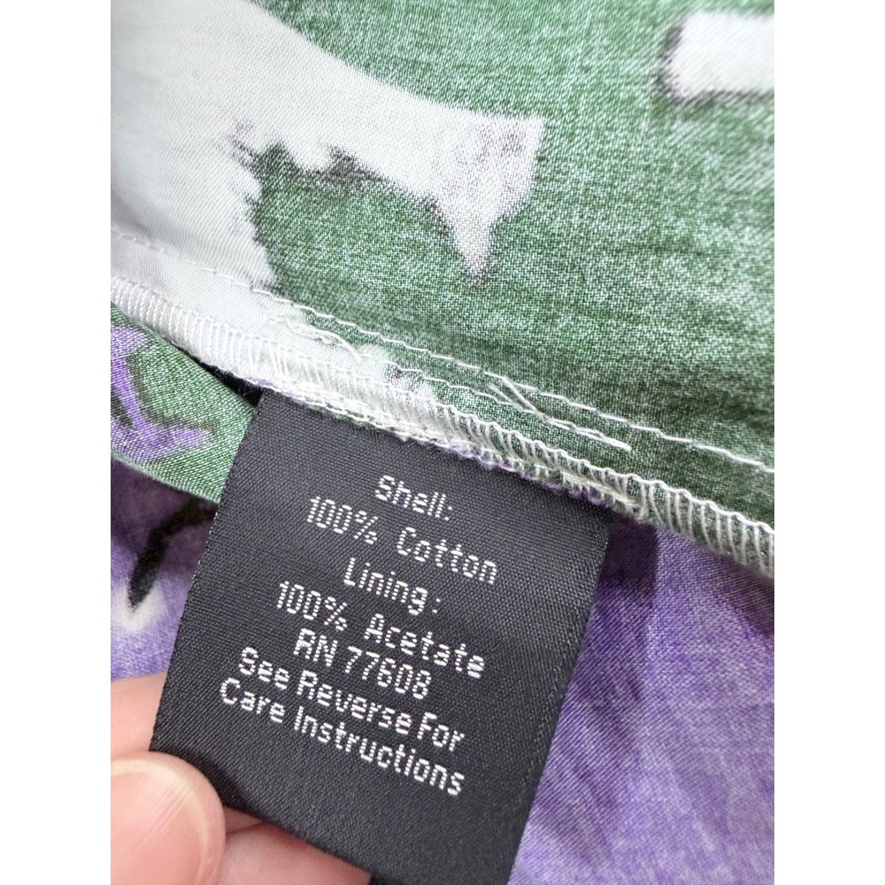 J. Peterman Floral Dress Womens 8 Purple Green White Cotton Sleeveless Midi - Picture 4 of 10